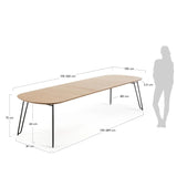 Novac ausziehbarer Tisch 170 (320) x 100 cm mit Eichenfurnier und schwarzen Stahlbeinen von Kave Home – Produktbild 3