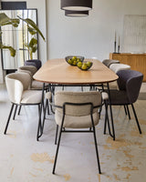 Novac ausziehbarer Tisch 170 (320) x 100 cm mit Eichenfurnier und schwarzen Stahlbeinen von Kave Home – Produktbild 5