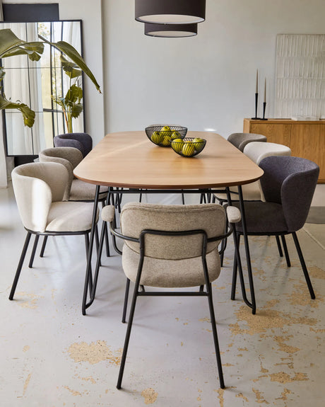 Novac ausziehbarer Tisch 170 (320) x 100 cm mit Eichenfurnier und schwarzen Stahlbeinen von Kave Home – Produktbild 5