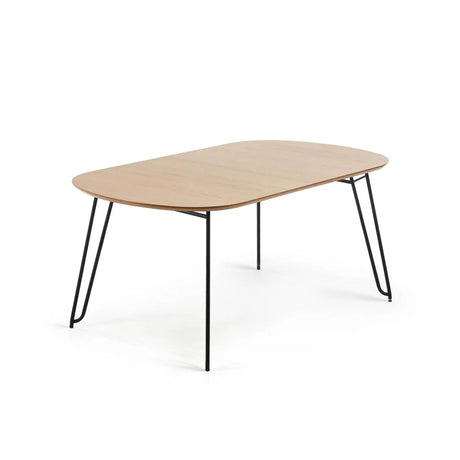 Novac ausziehbarer Tisch 170 (320) x 100 cm mit Eichenfurnier und schwarzen Stahlbeinen von Kave Home – Produktbild 6