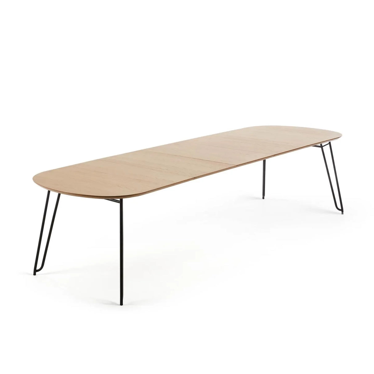 Novac ausziehbarer Tisch 170 (320) x 100 cm mit Eichenfurnier und schwarzen Stahlbeinen von Kave Home – Produktbild 7