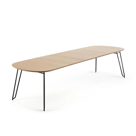 Novac ausziehbarer Tisch 170 (320) x 100 cm mit Eichenfurnier und schwarzen Stahlbeinen von Kave Home – Produktbild 7