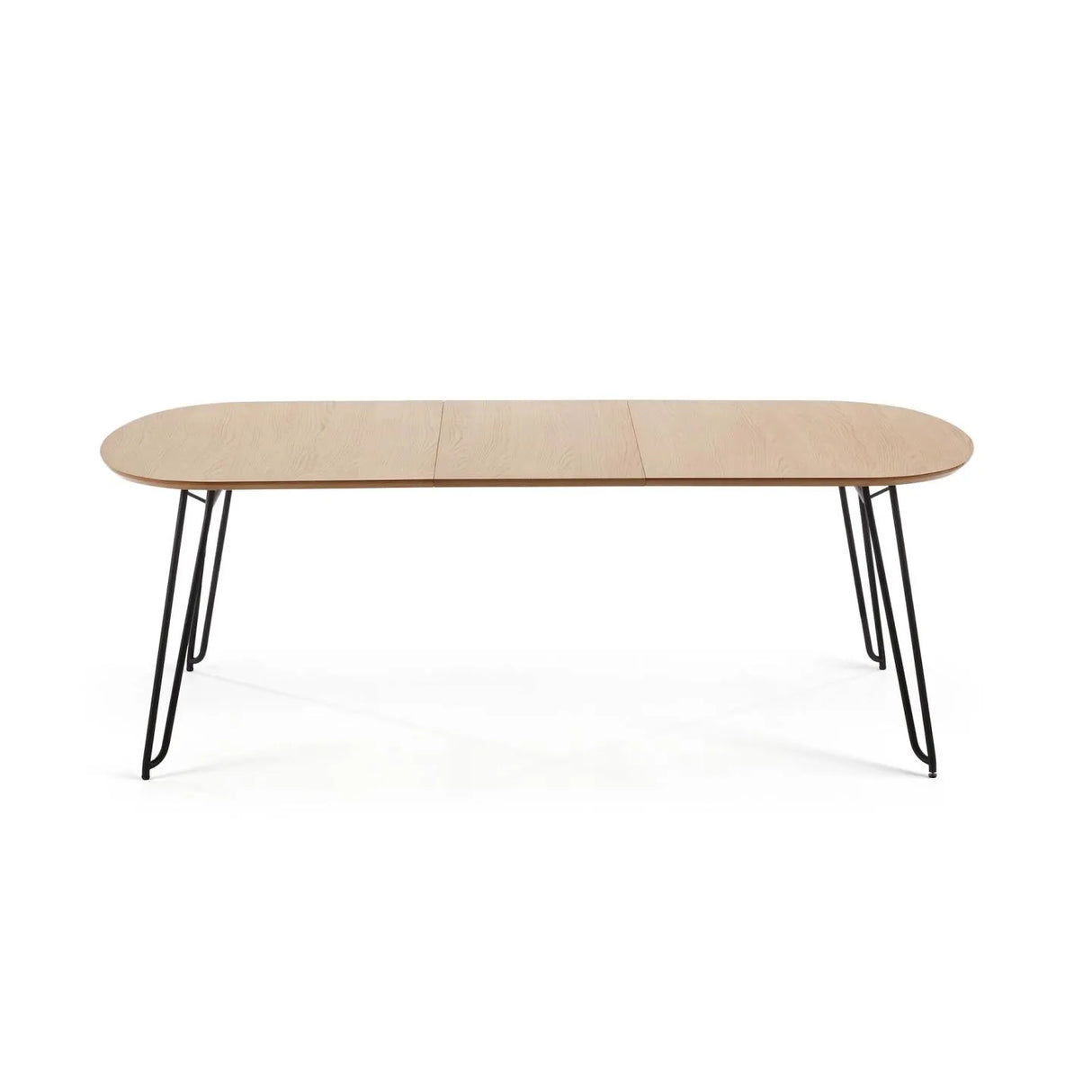 Novac ausziehbarer Tisch 170 (320) x 100 cm mit Eichenfurnier und schwarzen Stahlbeinen von Kave Home – Produktbild 9