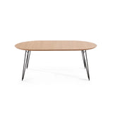 Novac ausziehbarer runder Tisch Ø 120 (200) mit Eichenfurnier und schwarzen Stahlbeinen von Kave Home – Bild 8