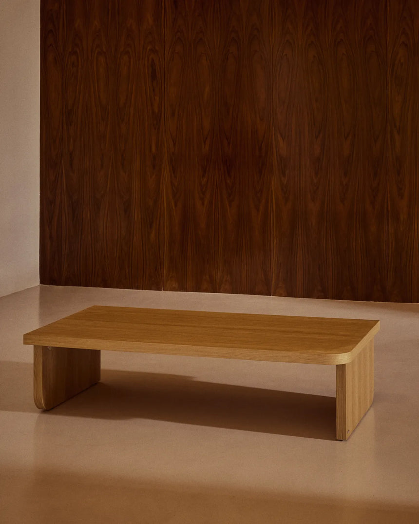 Oaq Couchtisch aus Eichenfurnier mit natürlichem Finish 140 x 75 cm FSC Mix Credit von Kave Home – Bild 2