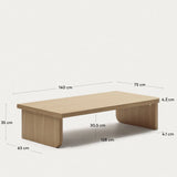 Oaq Couchtisch aus Eichenfurnier mit natürlichem Finish 140 x 75 cm FSC Mix Credit von Kave Home – Bild 4