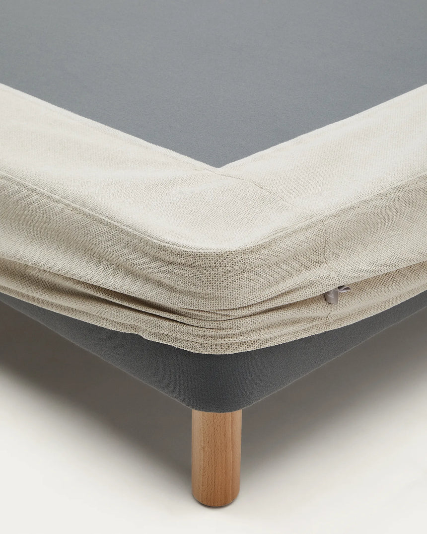 Ofelia Bettgestell mit abnehmbarem Bezug, beige, mit Füßen aus massivem Buchenholz für Matratze 160 x 200 cm  von Kave Home – Produktbild 2