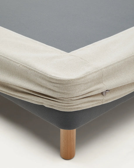 Ofelia Bettgestell mit abnehmbarem Bezug, beige, mit Füßen aus massivem Buchenholz für Matratze 180 x 200 cm FSC Mix Credit von Kave Home – Produktbild 2