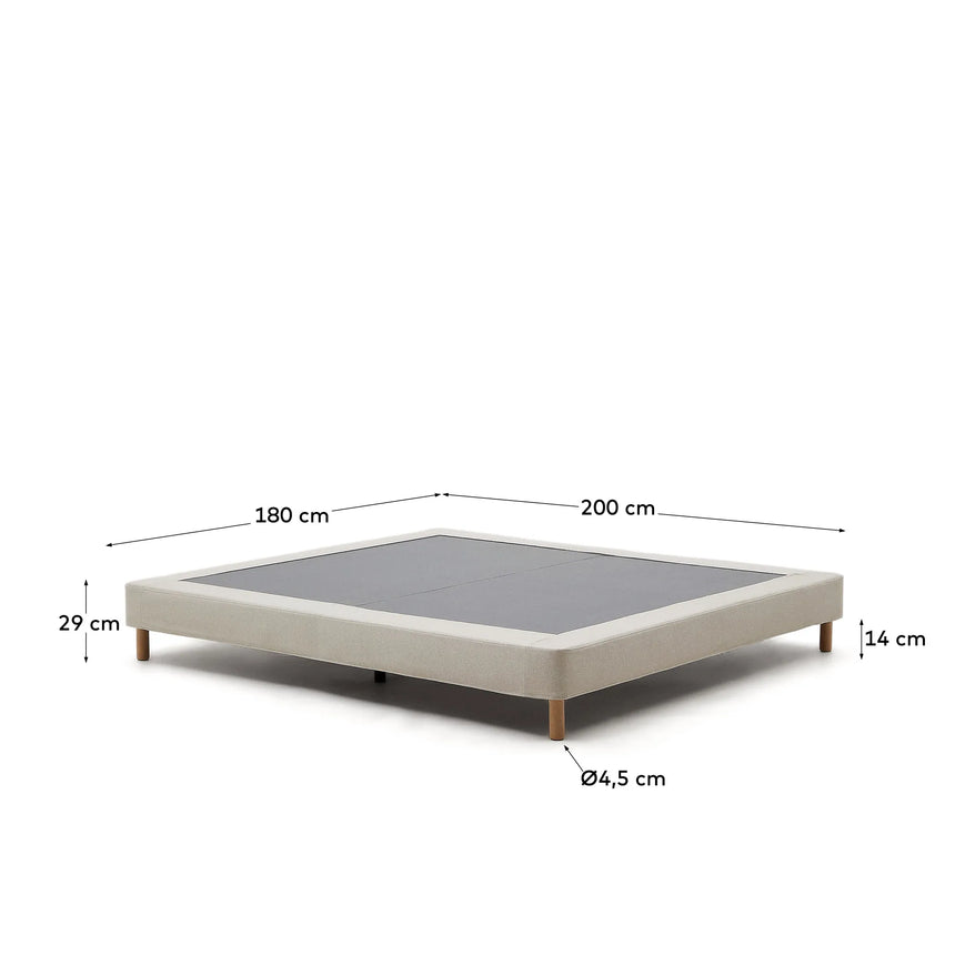 Ofelia Bettgestell mit abnehmbarem Bezug, beige, mit Füßen aus massivem Buchenholz für Matratze 180 x 200 cm FSC Mix Credit von Kave Home – Produktbild 5