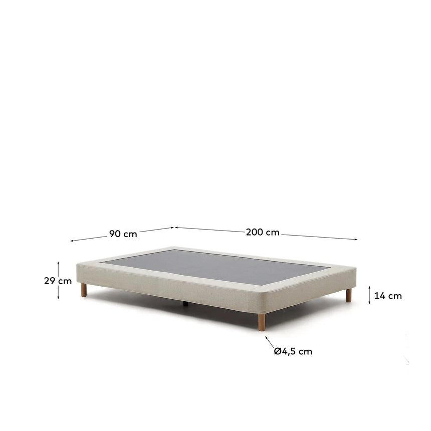 Ofelia Bettgestell mit abnehmbarem Bezug, beige, mit Füßen aus massivem Buchenholz für Matratze 90 x 200 cm FSC Mix Credit von Kave Home – Produktbild 5