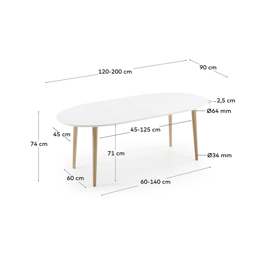 Oqui Ovaler Ausziehtisch 120 (200) x 90 cm von Kave Home – Bild 2