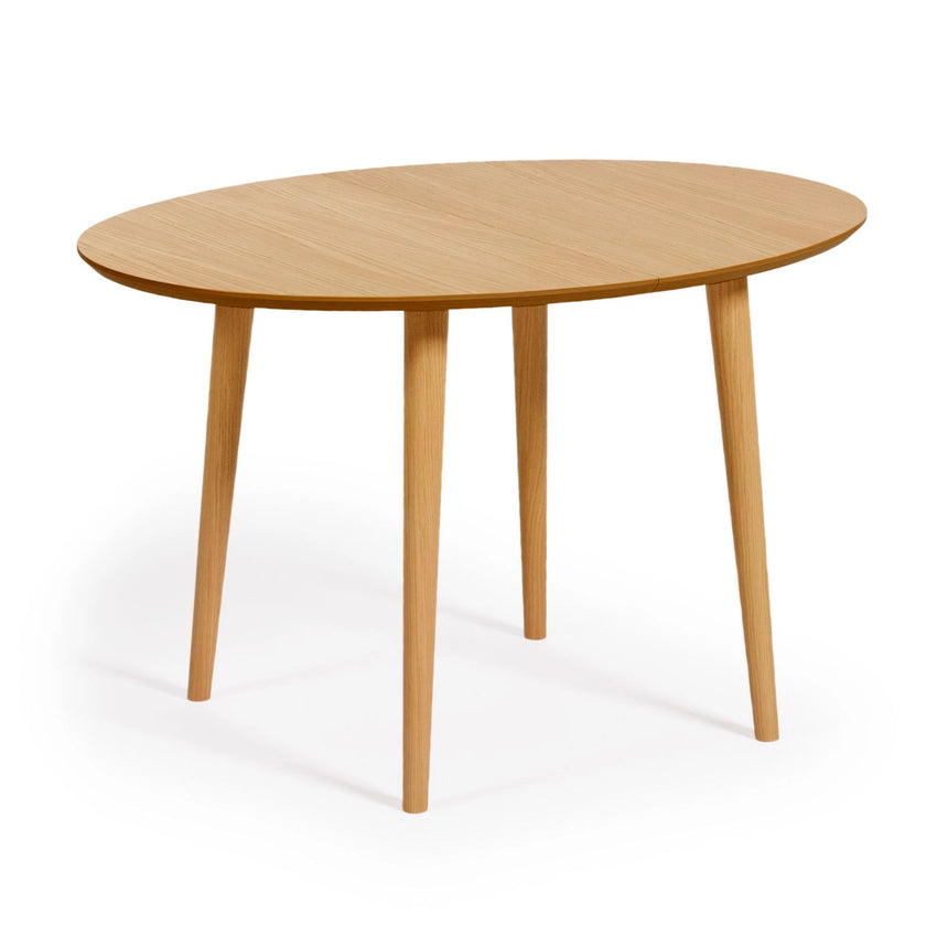 Oqui ovaler Ausziehtisch aus Eichenfurnier mit Beinen aus Massivholz Ø 120 (200) x 90 cm von Kave Home – Bild 1