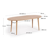 Oqui ovaler Ausziehtisch aus Eichenfurnier mit Beinen aus Massivholz Ø 120 (200) x 90 cm von Kave Home – Bild 3