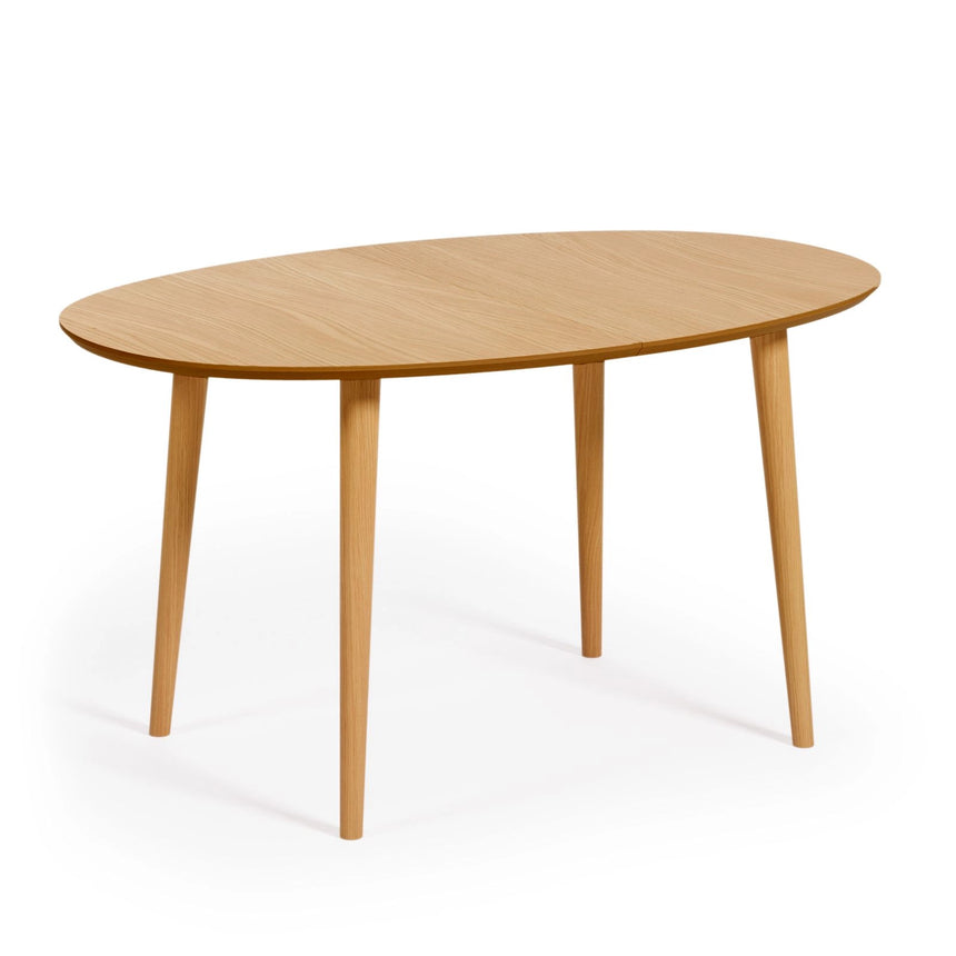 Oqui ovaler Ausziehtisch in Eichenfurnier und Beine aus Massivholz Ø 140 (220) x 90 cm von Kave Home – Bild 1