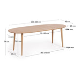 Oqui ovaler Ausziehtisch in Eichenfurnier und Beine aus Massivholz Ø 140 (220) x 90 cm von Kave Home – Bild 3