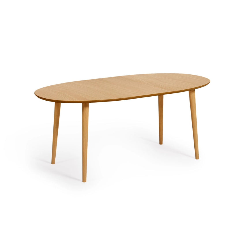 Oqui ovaler Ausziehtisch in Eichenfurnier und Beine aus Massivholz Ø 140 (220) x 90 cm von Kave Home – Bild 6