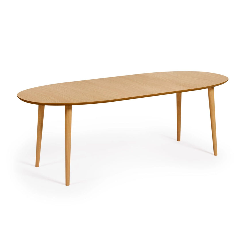 Oqui ovaler Ausziehtisch in Eichenfurnier und Beine aus Massivholz Ø 140 (220) x 90 cm von Kave Home – Bild 8