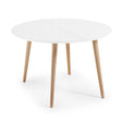 Oqui runder Ausziehtisch MDF weiß lackiert und Beine aus massiver Buche 120(200)x120 cm von Kave Home – Bild 1