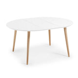 Oqui runder Ausziehtisch MDF weiß lackiert und Beine aus massiver Buche 120(200)x120 cm von Kave Home – Bild 5