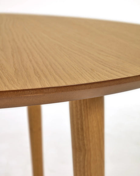 Oqui runder Ausziehtisch in Eichenfurnier und Beine aus Massivholz Ø 120 (200) x 120 cm von Kave Home – Produktbild 3