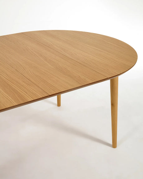 Oqui runder Ausziehtisch in Eichenfurnier und Beine aus Massivholz Ø 120 (200) x 120 cm von Kave Home – Produktbild 5