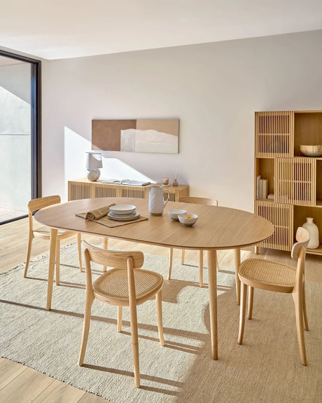 Oqui runder Ausziehtisch in Eichenfurnier und Beine aus Massivholz Ø 120 (200) x 120 cm von Kave Home – Produktbild 8