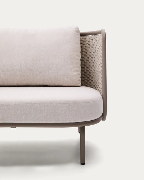 Outdoor-3-Sitzer-Sofa Sedalis aus Aluminium und taupefarbenem Seil 210 cm von Kave Home – Produktbild 1