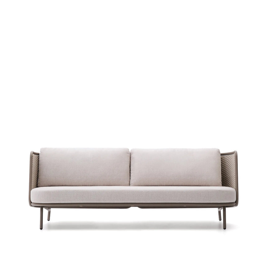 Outdoor-3-Sitzer-Sofa Sedalis aus Aluminium und taupefarbenem Seil 210 cm von Kave Home – Produktbild 10