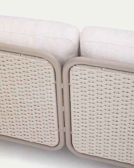 Outdoor-3-Sitzer-Sofa Sedalis aus Aluminium und taupefarbenem Seil 210 cm von Kave Home – Produktbild 5