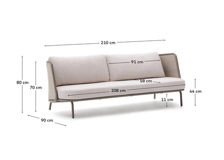 Outdoor-3-Sitzer-Sofa Sedalis aus Aluminium und taupefarbenem Seil 210 cm von Kave Home – Produktbild 6