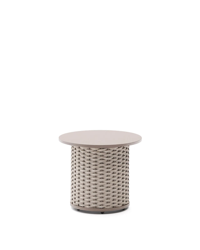 Outdoor-Beistelltisch Sedalis aus Aluminium und taupefarbenem Seil Ø50 cm von Kave Home – Produktbild 8