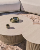 Outdoor-Couchtisch Orosei aus Sinterstein, Aluminium in Naturfarbe und beigem Seil Ø 90 cm von Kave Home – Bild 3