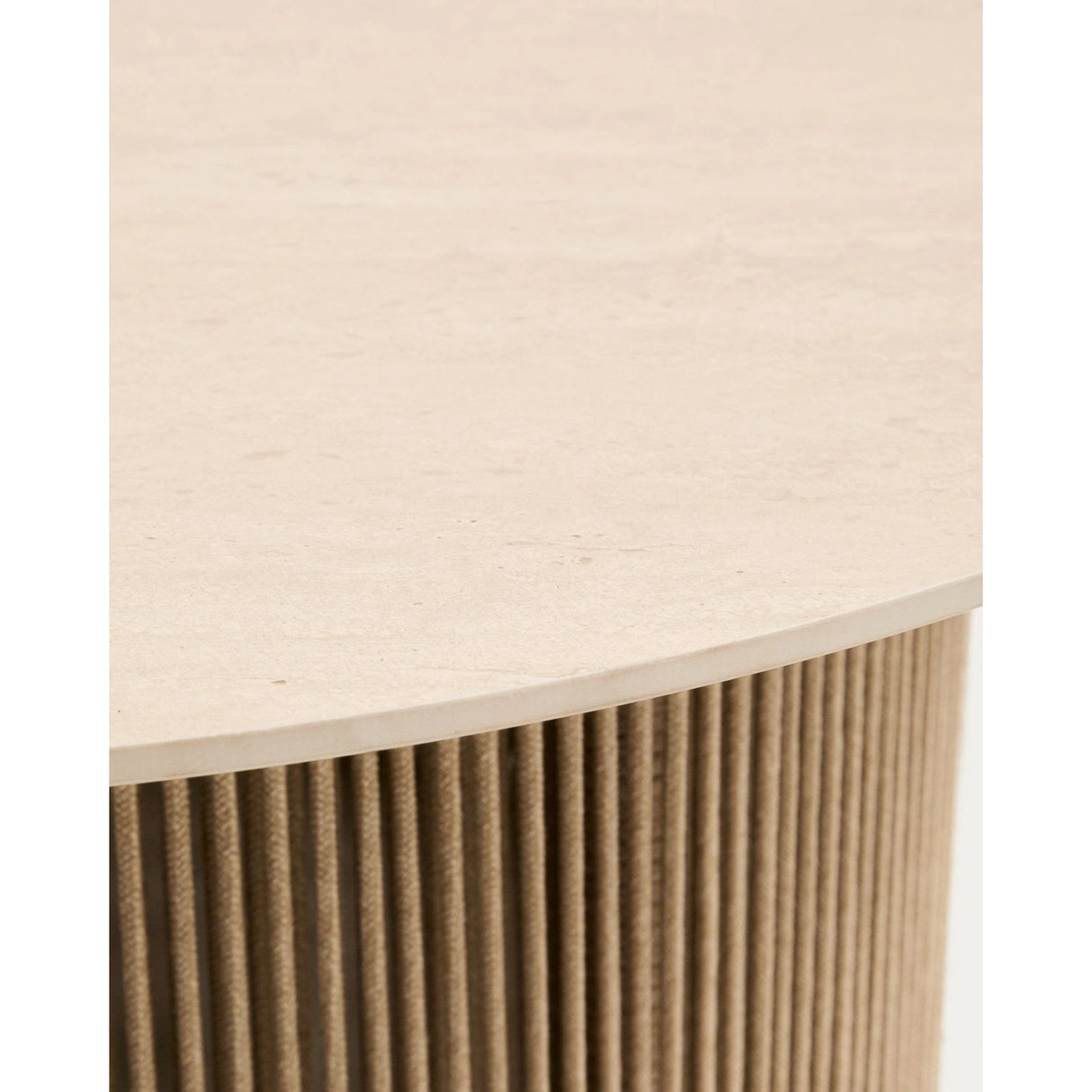 Outdoor-Couchtisch Orosei aus Sinterstein, Aluminium in Naturfarbe und beigem Seil Ø 90 cm von Kave Home – Bild 4