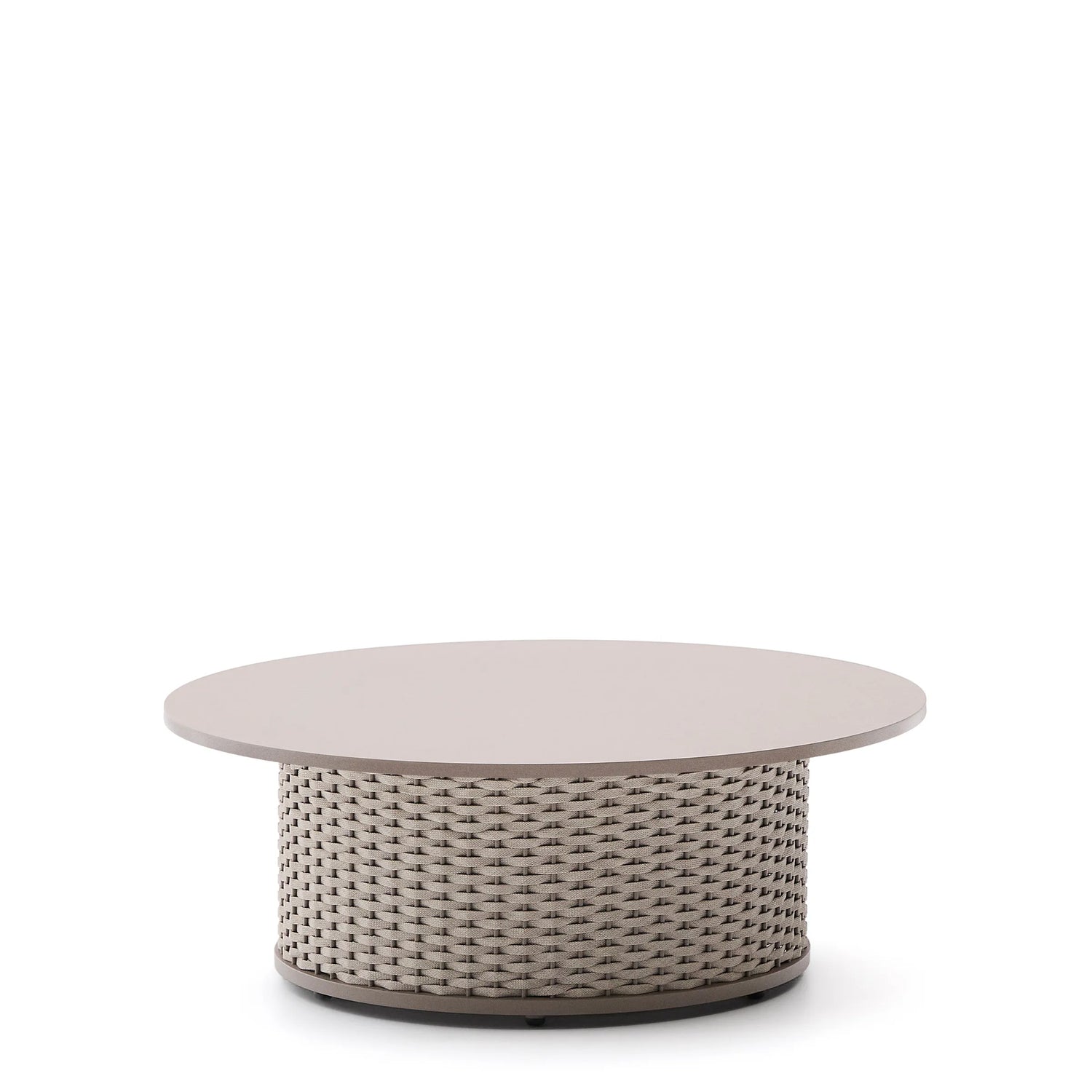 Outdoor-Couchtisch Sedalis aus Aluminium und taupefarbenem Seil Ø99 cm von Kave Home – Produktbild 7