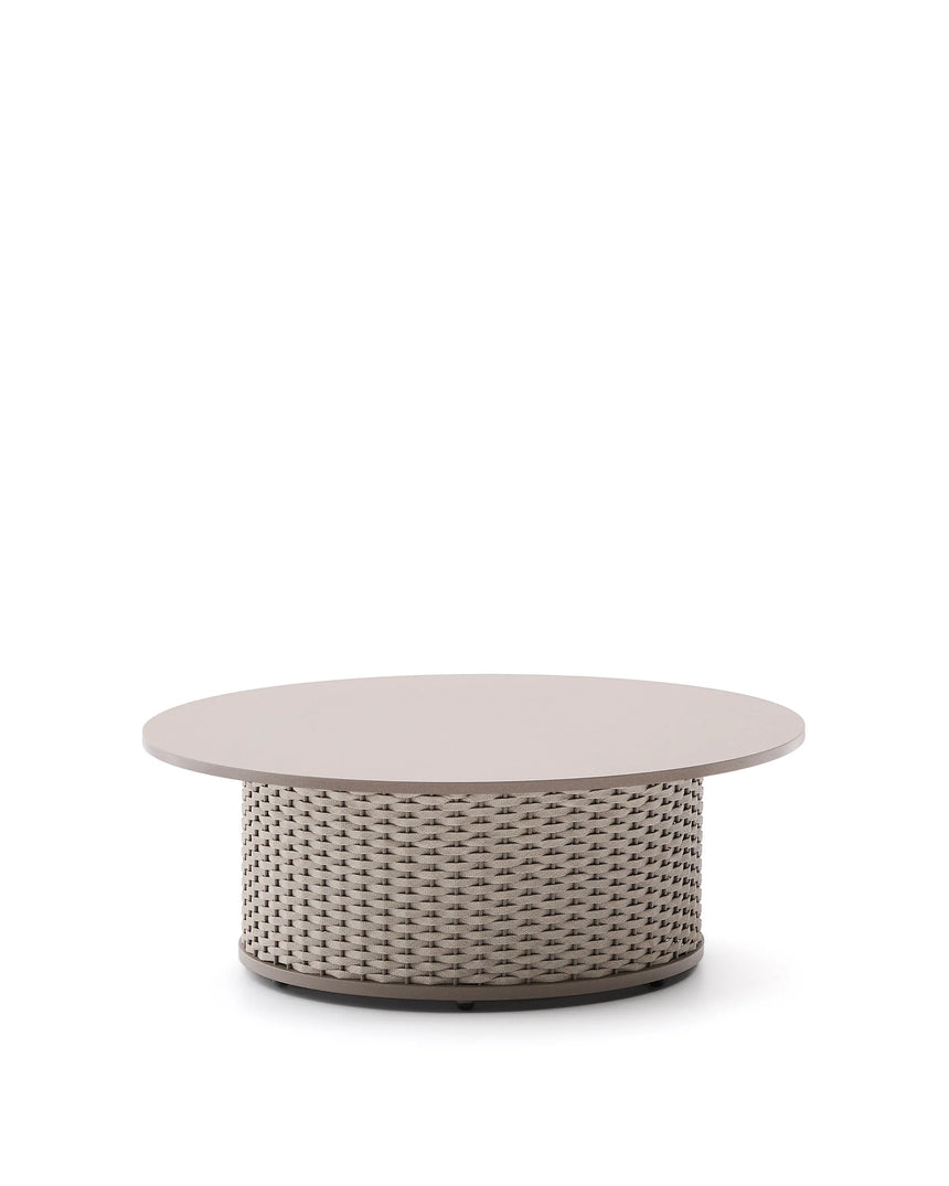 Outdoor-Couchtisch Sedalis aus Aluminium und taupefarbenem Seil Ø99 cm von Kave Home – Produktbild 7
