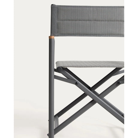 Outdoor-Klappstuhl Tisno aus graphitgrauem Aluminium und grauem Texteline von Kave Home – Bild 10