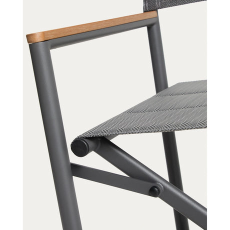 Outdoor-Klappstuhl Tisno aus graphitgrauem Aluminium und grauem Texteline von Kave Home – Bild 13