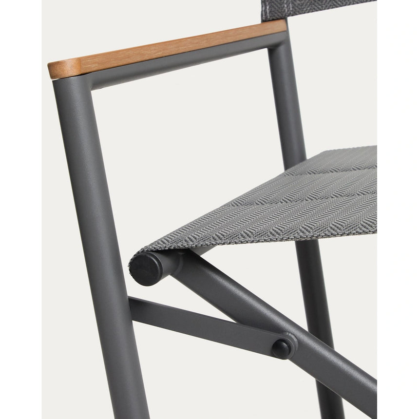 Outdoor-Klappstuhl Tisno aus graphitgrauem Aluminium und grauem Texteline von Kave Home – Bild 13