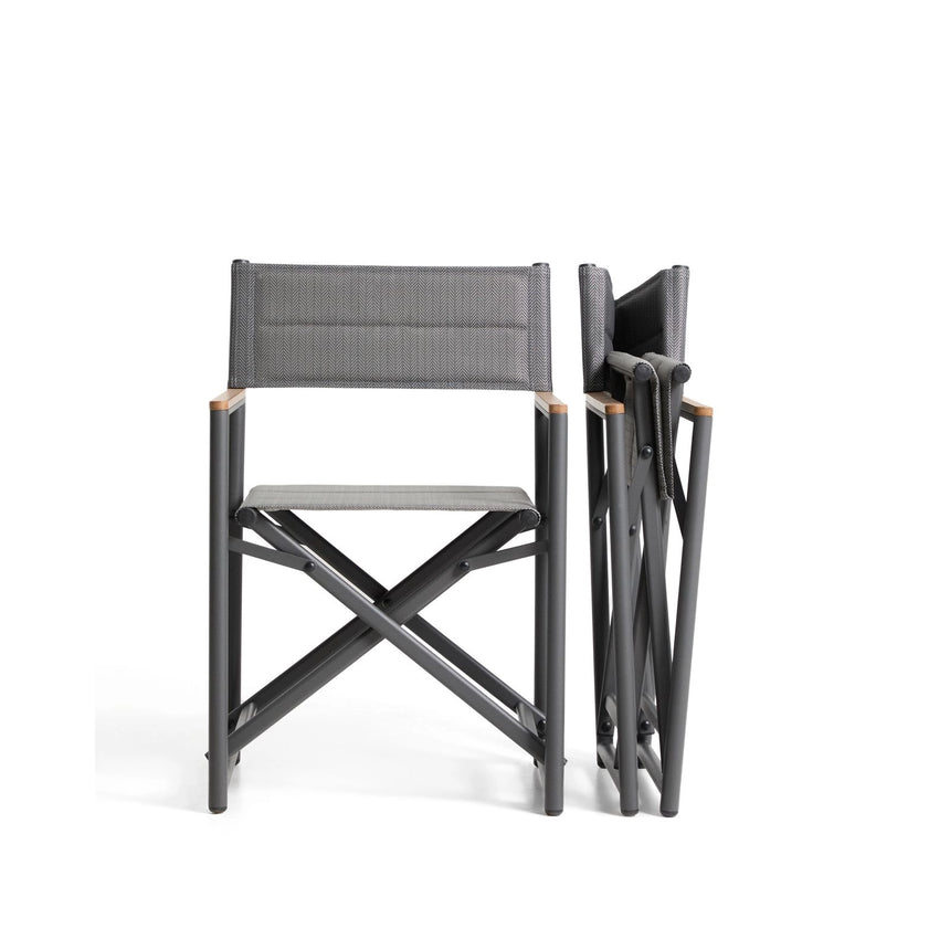Outdoor-Klappstuhl Tisno aus graphitgrauem Aluminium und grauem Texteline von Kave Home – Bild 8