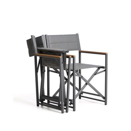 Outdoor-Klappstuhl Tisno aus graphitgrauem Aluminium und grauem Texteline von Kave Home – Bild 9