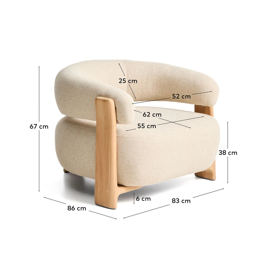 Outdoor-Sessel Granit in Beige mit Beinen aus massivem Teakholz mit naturfarbenem Finish, 100 % FSC von Kave Home – Bild 3