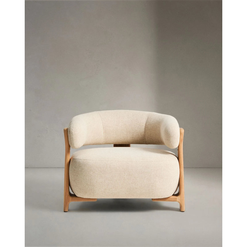 Outdoor-Sessel Granit in Beige mit Beinen aus massivem Teakholz mit naturfarbenem Finish, 100 % FSC von Kave Home – Bild 6