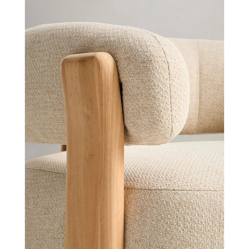 Outdoor-Sessel Granit in Beige mit Beinen aus massivem Teakholz mit naturfarbenem Finish, 100 % FSC von Kave Home – Bild 9