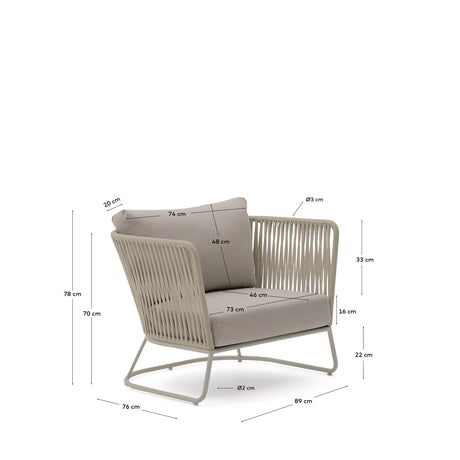 Outdoor-Sessel Saconca aus Seil und beige verzinktem Stahl von Kave Home – Bild 2