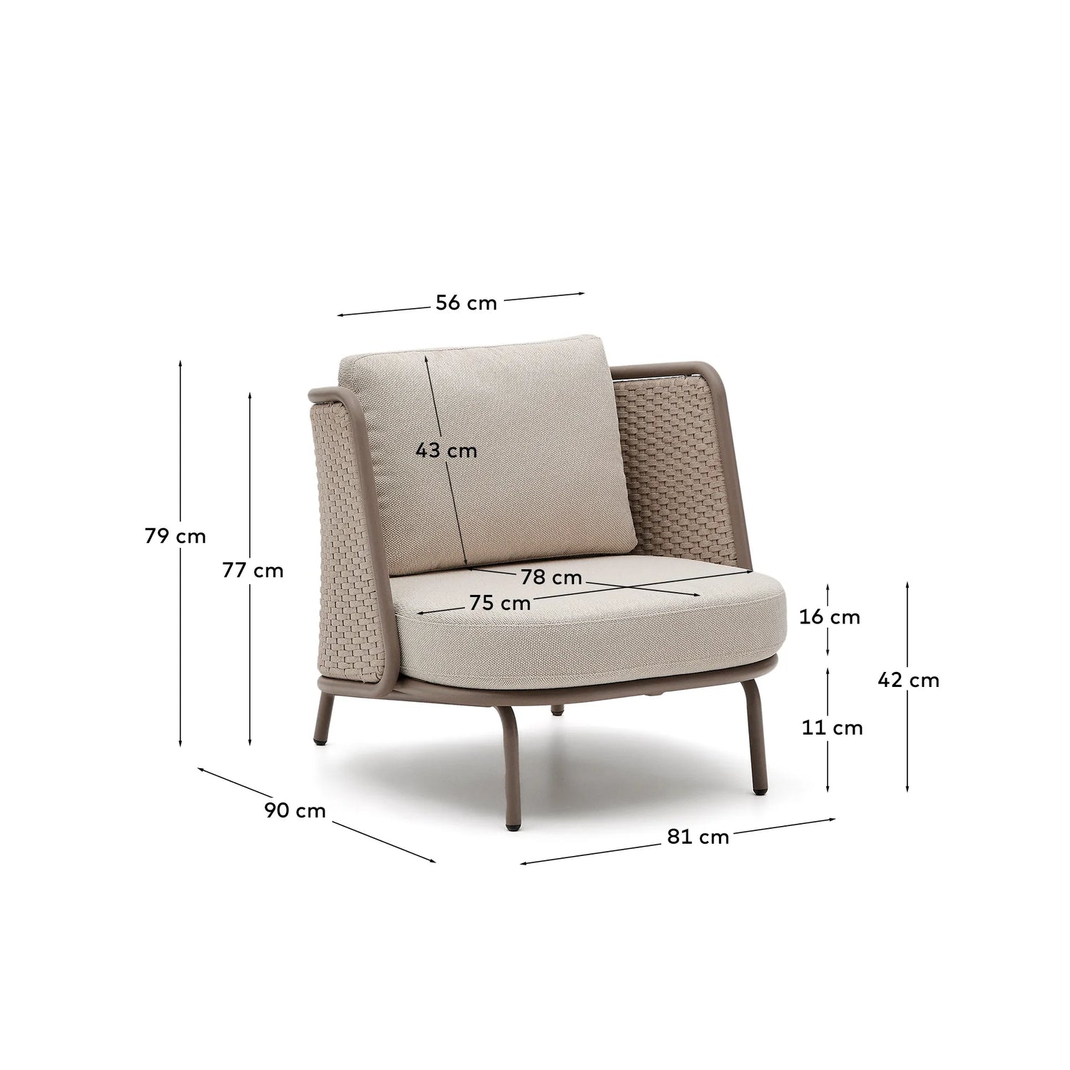 Outdoor-Sessel Sedalis aus Aluminium und taupefarbenem Seil von Kave Home – Produktbild 5