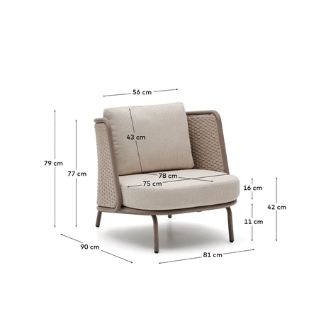 Outdoor-Sessel Sedalis aus Aluminium und taupefarbenem Seil von Kave Home – Produktbild 5