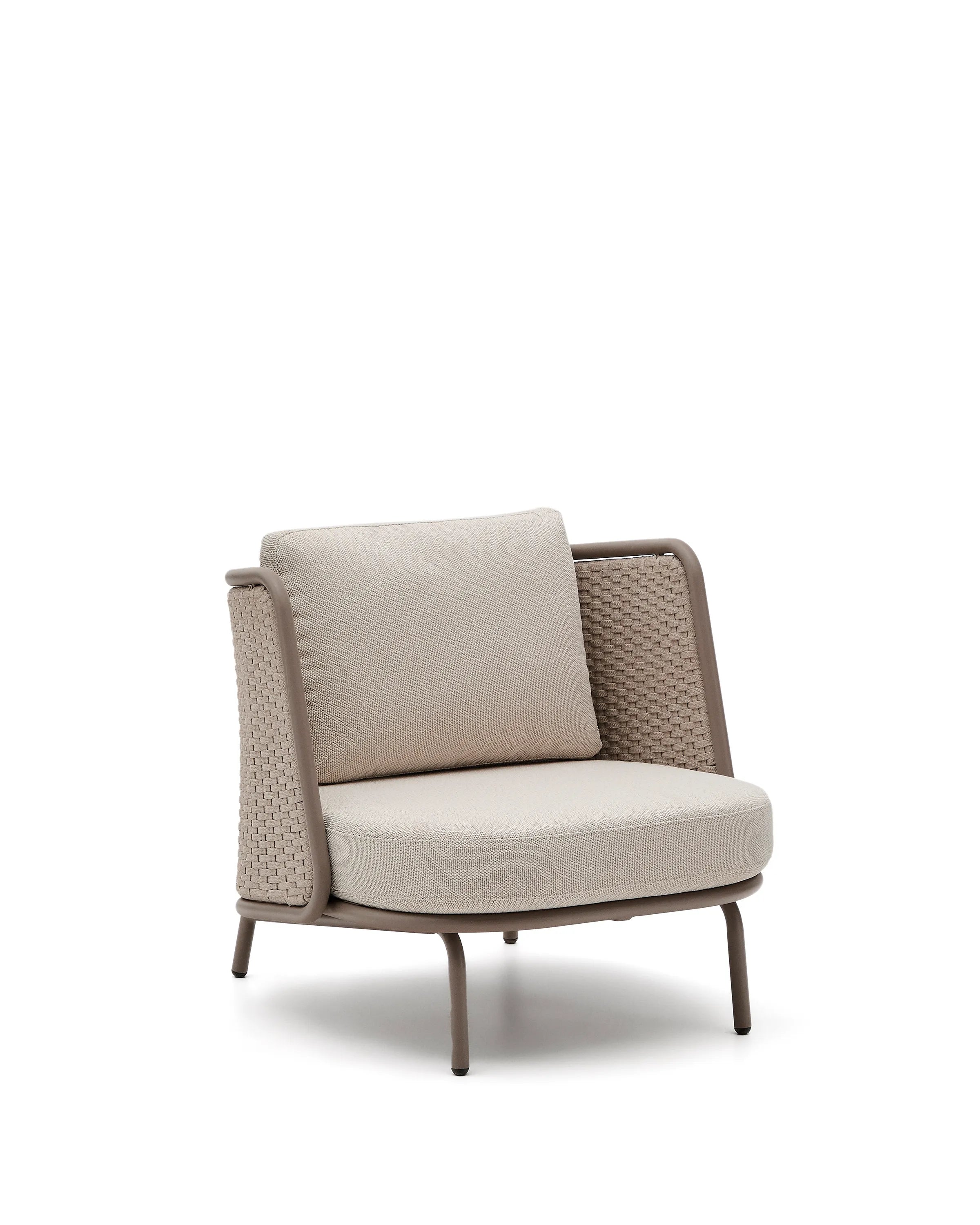 Sedalis outdoor armchair made of aluminum and taupe-colored rope