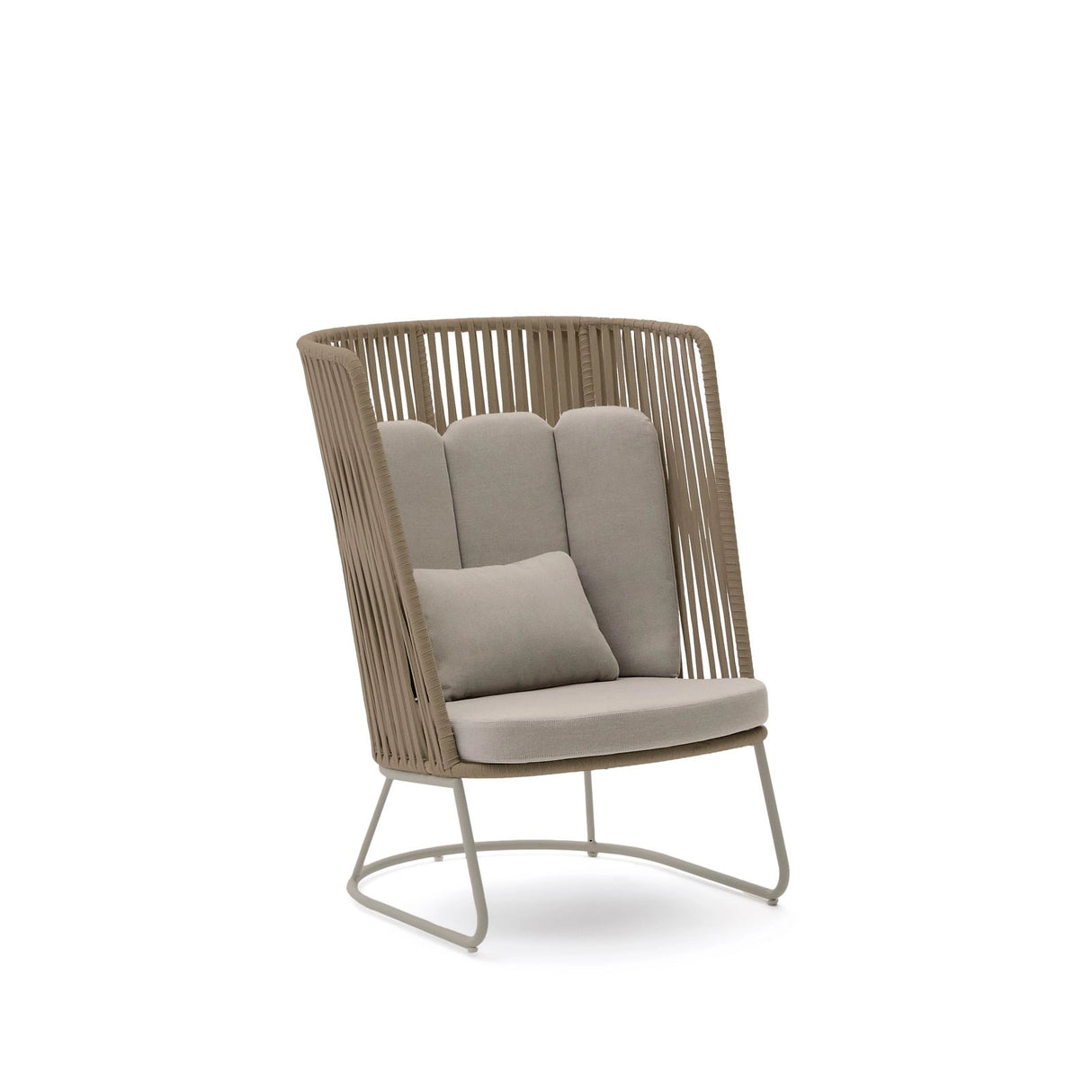 Outdoor-Sessel mit hoher Rückenlehne Saconca aus Seil und beige verzinktem Stahl von Kave Home – Bild 1