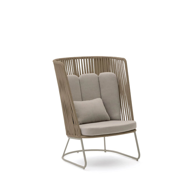 Outdoor-Sessel mit hoher Rückenlehne Saconca aus Seil und beige verzinktem Stahl von Kave Home – Bild 1