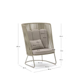 Outdoor-Sessel mit hoher Rückenlehne Saconca aus Seil und beige verzinktem Stahl von Kave Home – Bild 2
